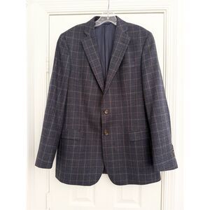 Brooks Brothers Wool Tweed Fitzgerald Fit Plaid Notch Lapel Blazer Size 42L